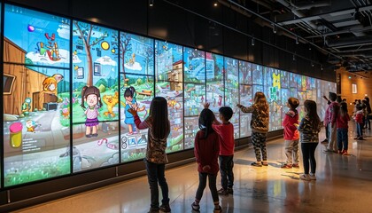 an educational technology playground, featuring innovative learning tools, interactive digital classrooms, and the integration of technology in education. AI