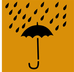 yellow umbrella with rain drops