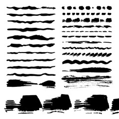 Set of different brush strokes