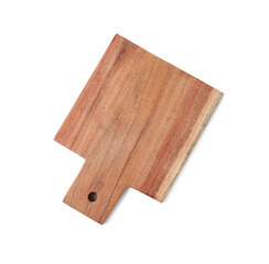 One wooden cutting board isolated on white, top view