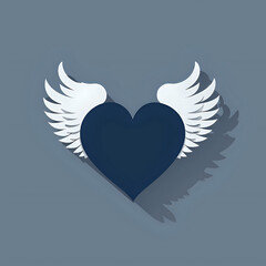 Obraz premium angel wings with heart or heart with wings or winged heart icon or heart with wings or heart and wings. love eith wings or loves and wing