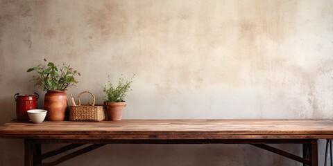 Empty area on vintage table in kitchen decor