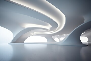 Modern Futuristic White Curved Interior Design