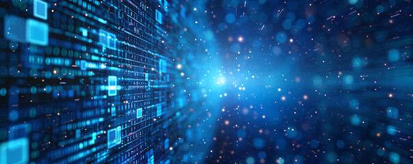 Blue geometric abstract technology background, blue technology light concept illustration