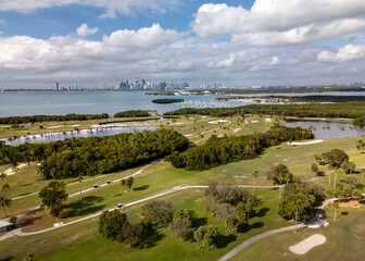 Aerial view of Key Biscayne, Miami, Florida, USA. January 4, 2024.