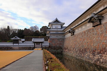 Fototapeta na wymiar Kanazawa Castle Park a restoration castle situated at Marunouchi, Kanazawa, Ishikawa, Japan