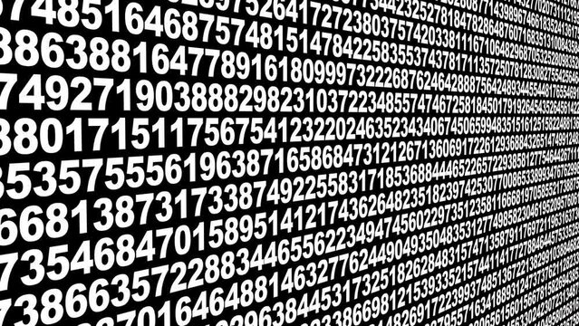 Counting numerical codes and unpredictable sequences science of machine learning and data processing on black background of random numbers and digits