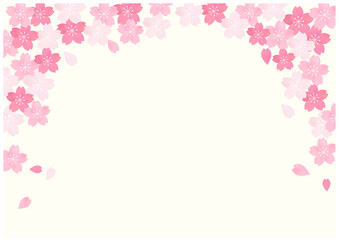 桜の花の舞う春の美しい桜フレーム背景8黄色