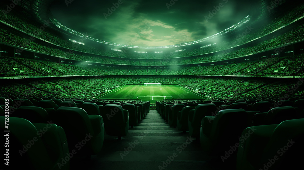 Wall mural green stadium at night