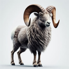 bighorn sheep, rocky sheep, Ovis canadensis, mountain mouflon, Canadian mouflon, borrego cimarr&oacute;n, oveja rocosa, mufl&oacute;n de monta&ntilde;a, mufl&oacute;n canadiense, isolated on White background.