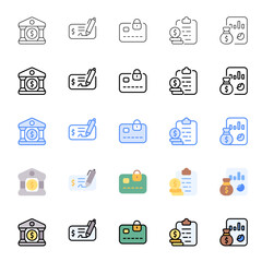 Finance icons with various styles