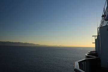 Sunset from cruise ship balcony