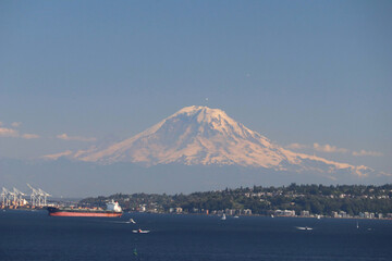 Mt Rainier over the coast of Washington state