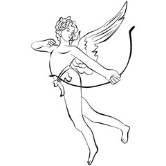 Vector illustration character Greek vintage adult cupid design isolated on a white background