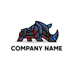 creative rhinoceros robot logo design vector symbol illustration