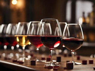 wine glasses and the subtle variations off wine - obrazy, fototapety, plakaty