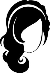 Hair silhouette icon illustration. Woman hairstyle design element.
