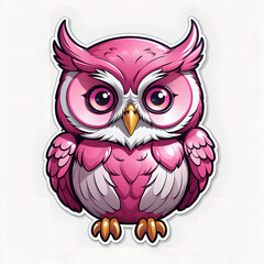 magenta cartoon owl sticker