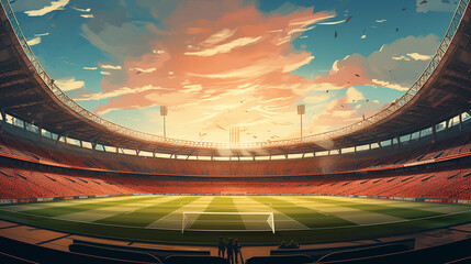 stadium with blue sky - obrazy, fototapety, plakaty