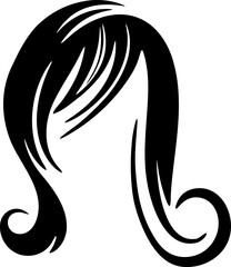 Woman hairstyle silhouette icon illustration. Female hair logo design element.