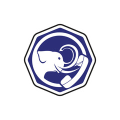 Elephant call vector logo design template.
