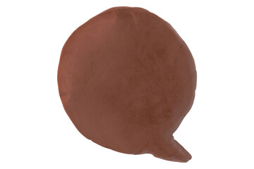 Brown speech bubble plasticine isolated on transparent background.