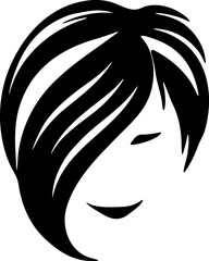 Hairstyle silhouette illustration. Woman hair design element.