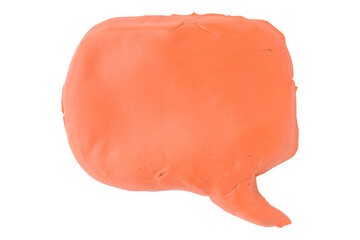 Orange speech bubble plasticine isolated on transparent background