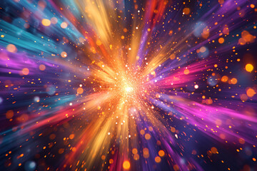 Abstract colorful blurred rainbow divergent art background, colorful radiating lines of abstract shapes concept illustration