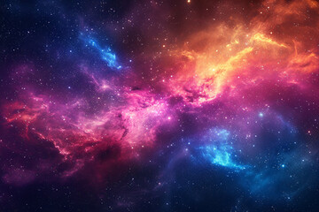 Colorful cosmic nebula shrouded in space dust, celestial wonders cosmic starry sky concept illustration - obrazy, fototapety, plakaty