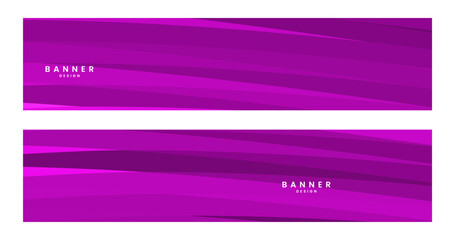 set of banners with abstract purple striped colorful background