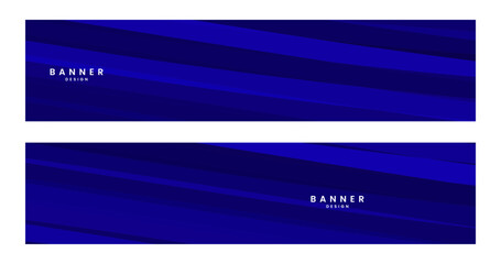 set of banners with abstract blue striped colorful background