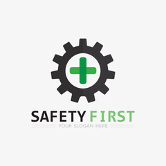 safety first logo icon vector design and illustration graphic sign