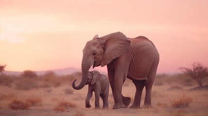 Generative AI Elephant animal caressing its baby pictures