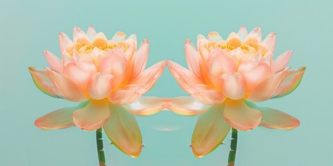 Two lotus flowers in water, balance concept.