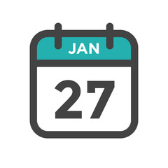 January 27 Calendar Day or Calender Date for Deadlines or Appointment - obrazy, fototapety, plakaty