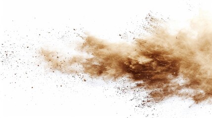Dry soil explosion isolated on white background.Abstract dust explosion on white background.