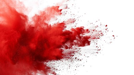 Red Fog or smoke color isolated transparent special effect. Abstract red dust explosion on white background.