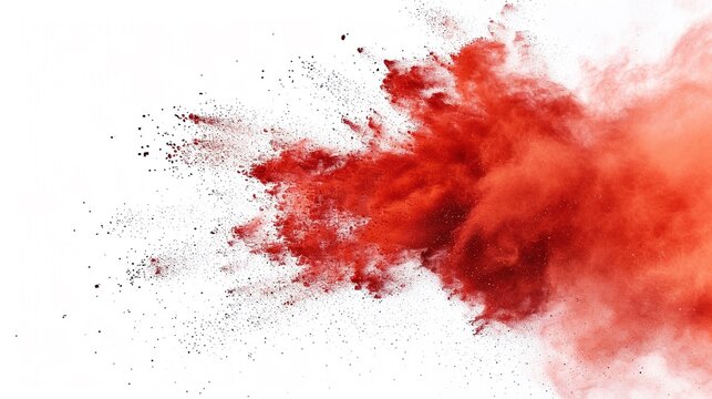 Red Fog or smoke color isolated transparent special effect. Abstract red dust explosion on white background.