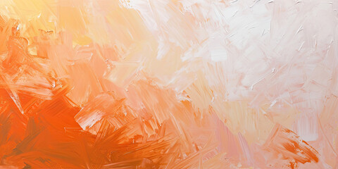 Oil paint strokes on wide canvas textured orange background decorating art painting illustration, generated ai	
