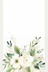 Fototapeta na wymiar classy watercolor floral wedding invitation - downside frame border background