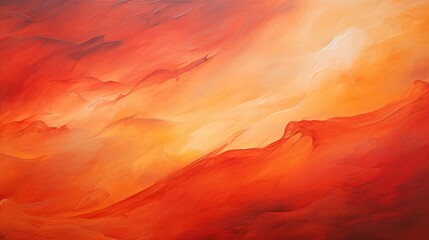 Thick clouds of intense reds and oranges create a fiery and dramatic abstract display. - obrazy, fototapety, plakaty