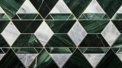 Green Marble Mosaic Tile Gold Metal Line Texture Surface