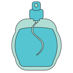 Flat icon set of parfume bottles. Man and women fragrances in various shaped bottles.