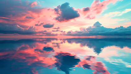 reflecting the clouds in the water at sunset