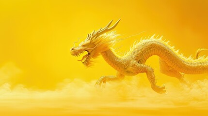 Obraz premium White Chinese Dragon in Yellow Background