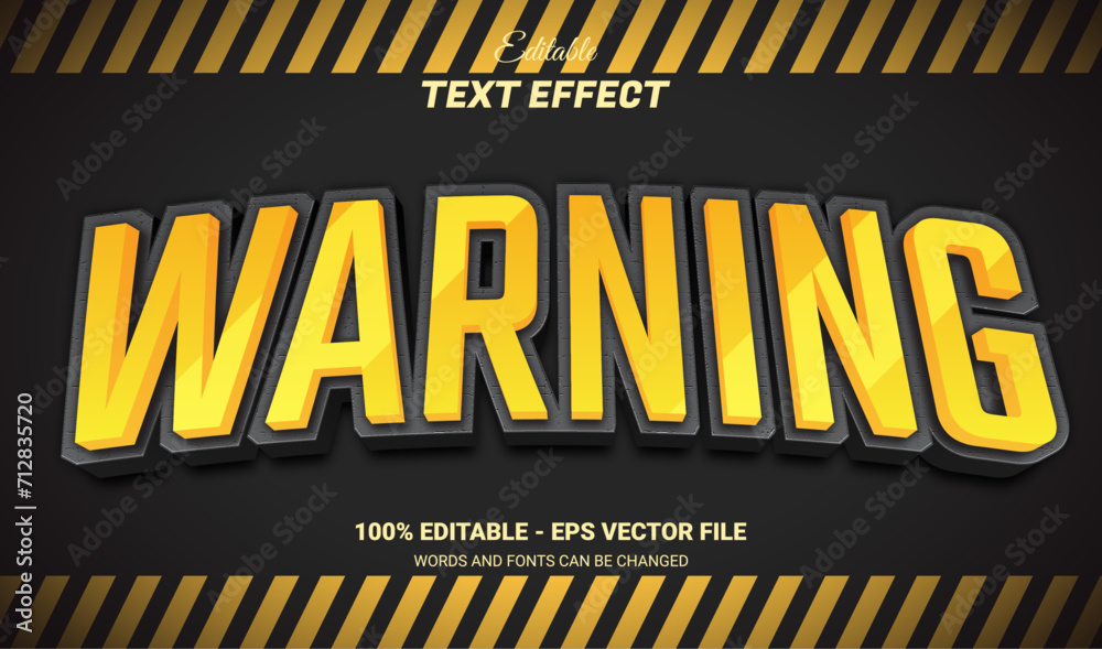 Canvas Prints warning editable 3d text effect