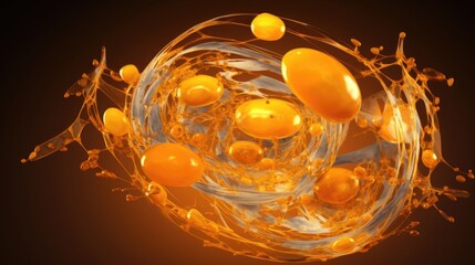 An artistic interpretation of the yolk sac, with a radiant golden palette capturing its essential role in providing nutrients.