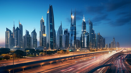 Fototapeta na wymiar skyline view of the buildings of Sheikh Zayed road