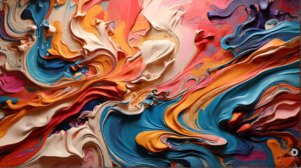 a diverse range of fluid abstract background. hand painted on canvas. generative Ai